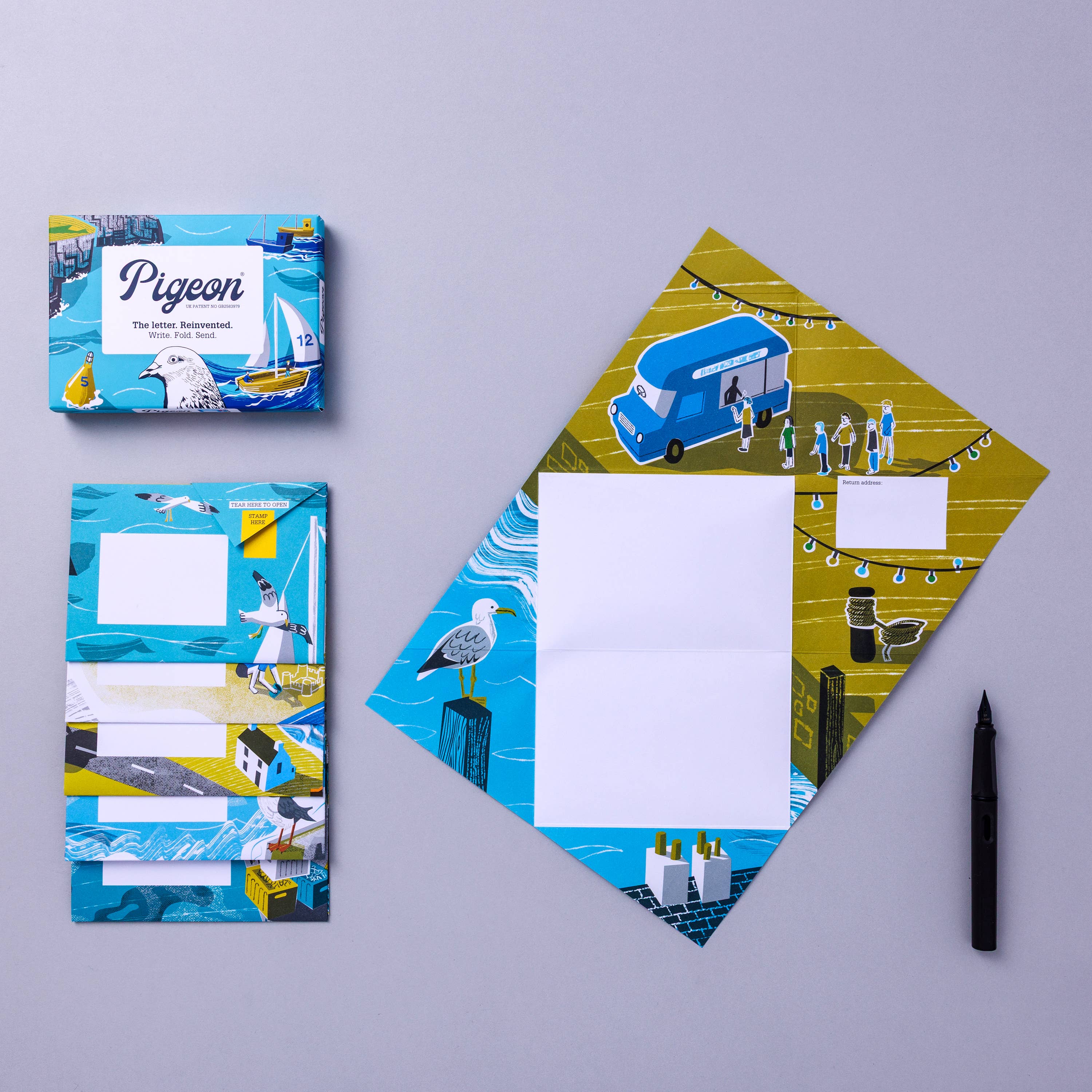 pigeonposted - Safe Harbour Pigeon, Folding Letter Pack – Pack of 6 Letters