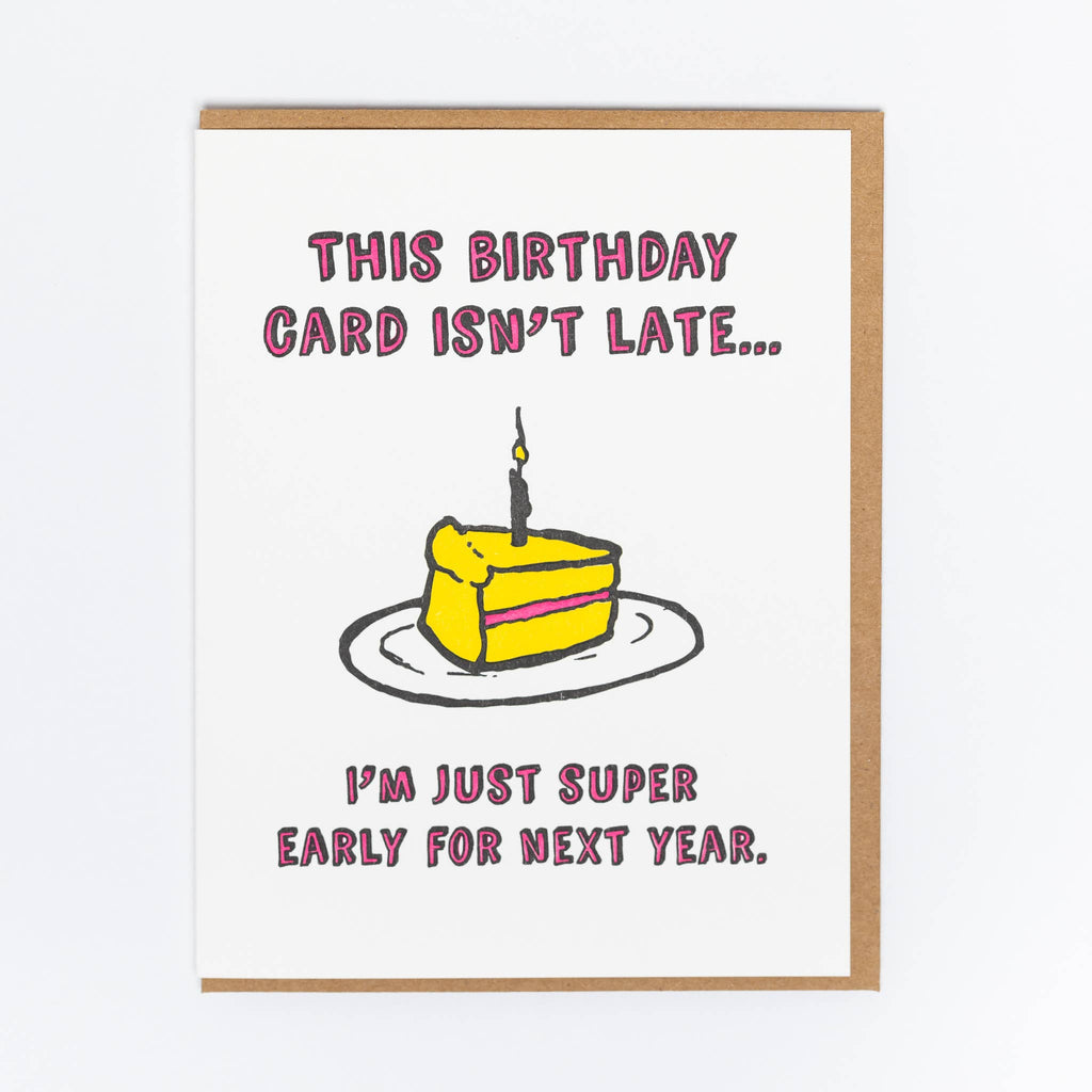 Lady Pilot Letterpress - Not Late Birthday Greeting Card
