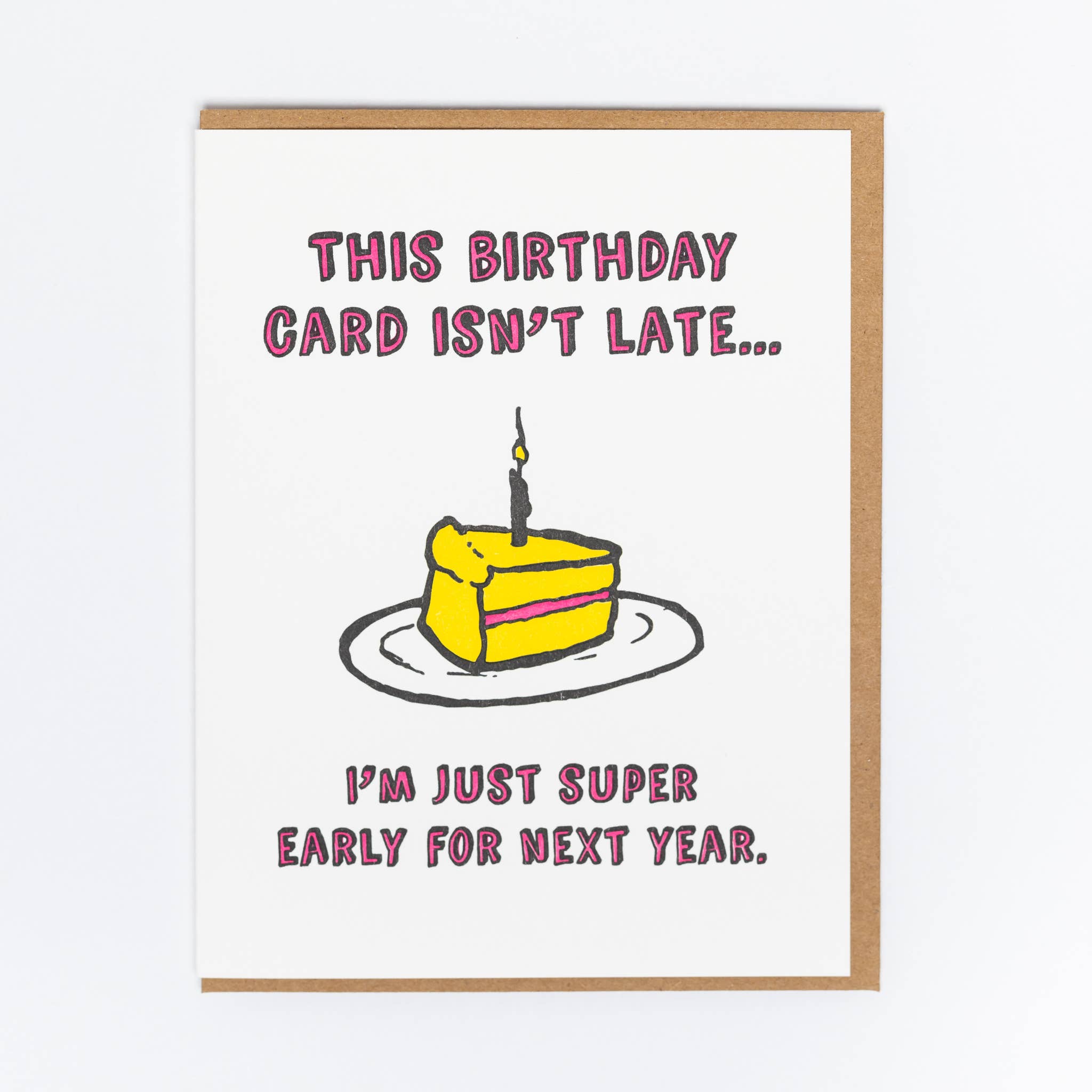 Lady Pilot Letterpress - Not Late Birthday Greeting Card