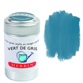 Herbin Fountain Pen Ink Cartridges - Tin of 6: Vert de Gris (Veridris)