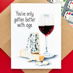 Morgan Swank Studio - Wine and Cheese Age Positive Birthday Card