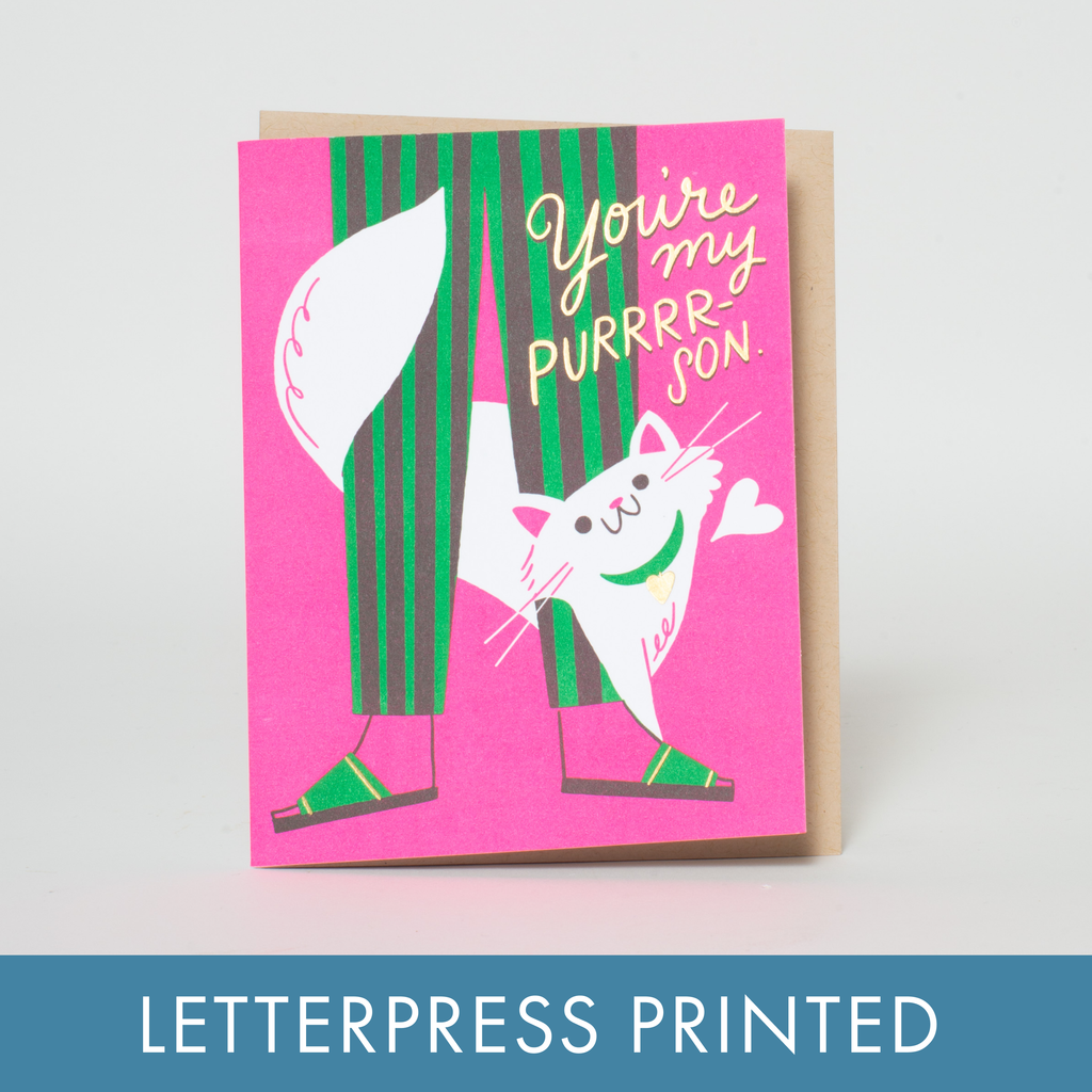 Egg Press Manufacturing - Cat Love Punny Letterpress Greeting Card