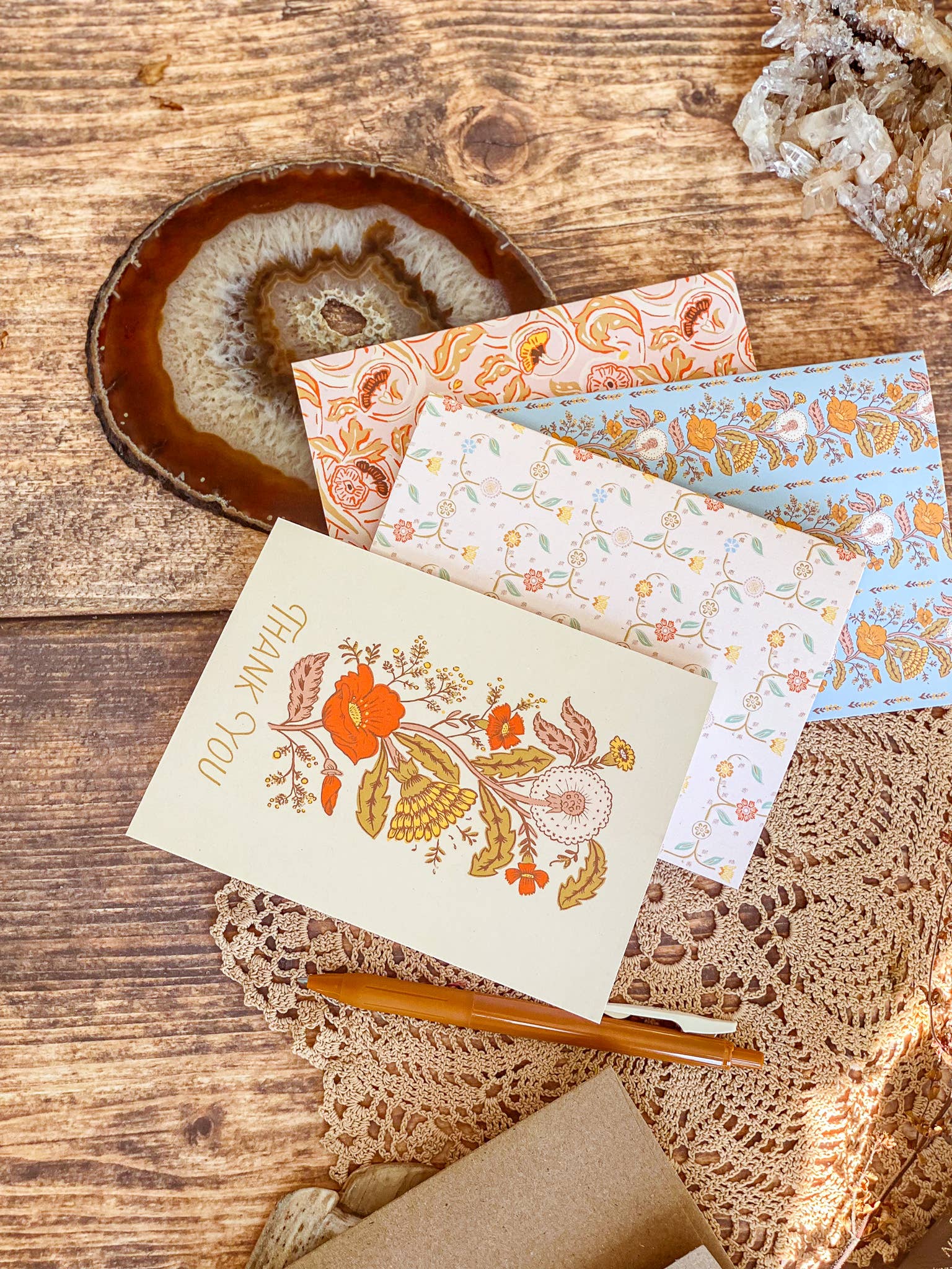 re:mused studio - Dandelion Poppy Rows A2 Greeting Card