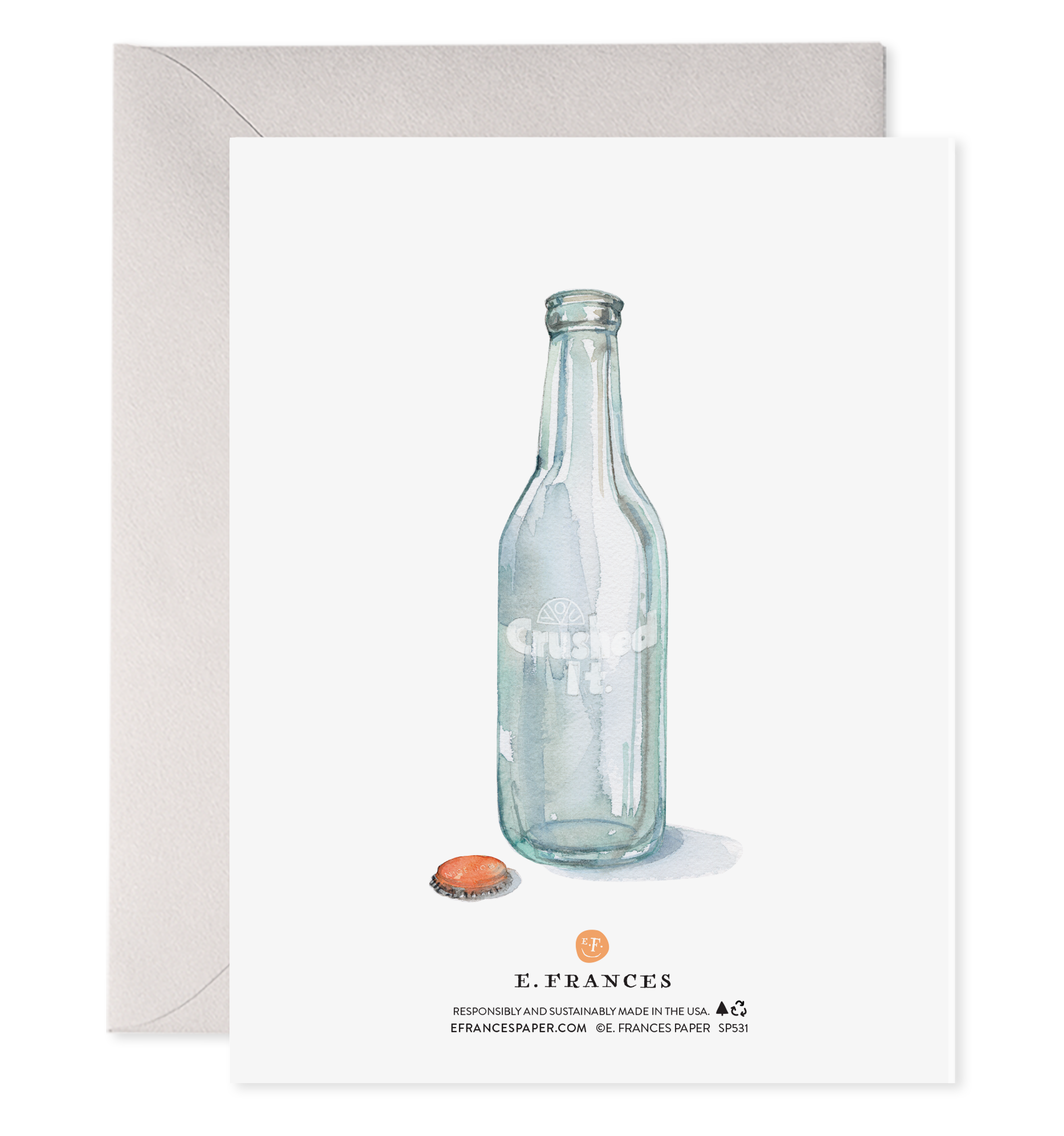 E. Frances Paper - Crushed It,  Orange Soda Congrats, Graduation Greeting Card