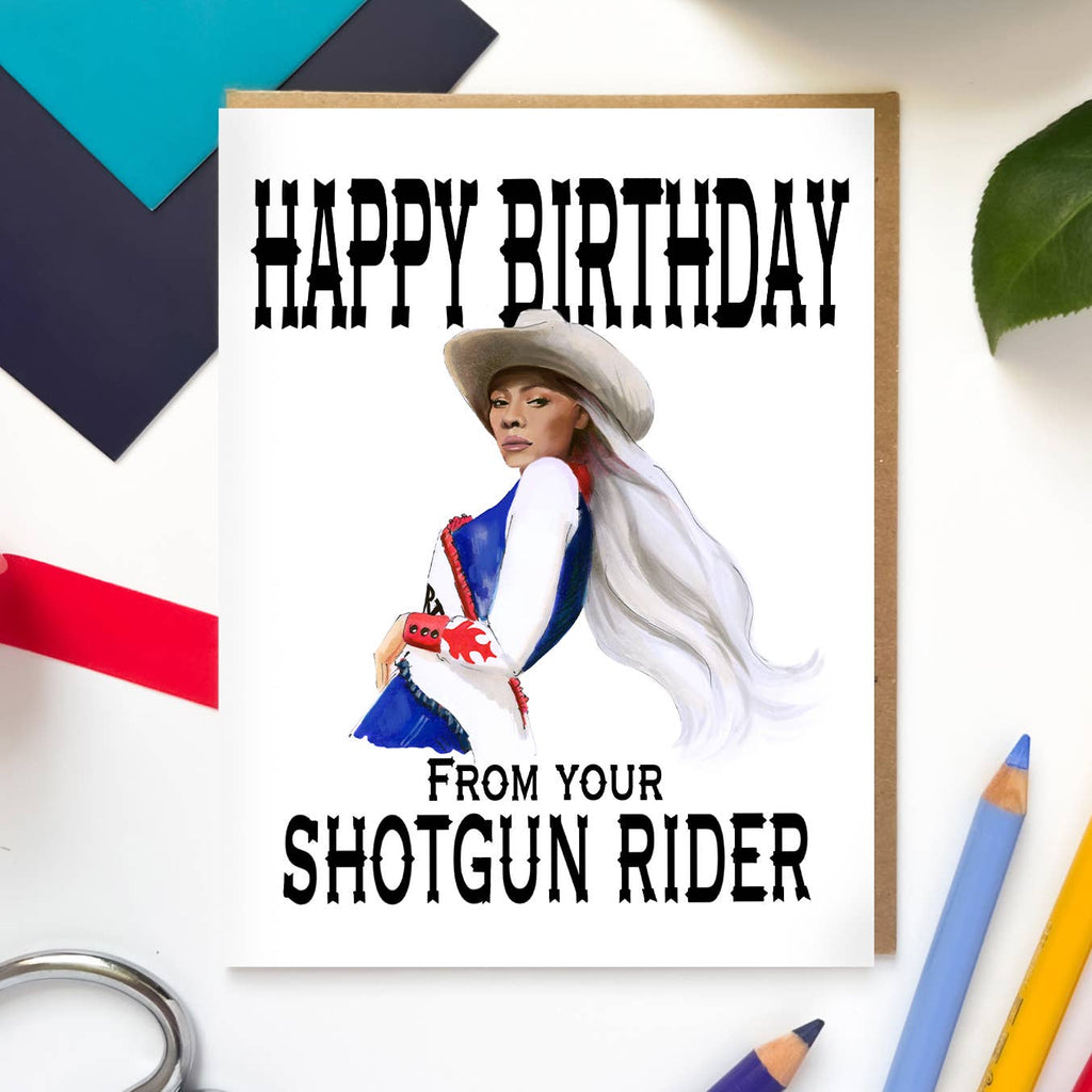 Morgan Swank Studio - Shotgun Rider Cowboy Bey | Pop Culture Birthday Card