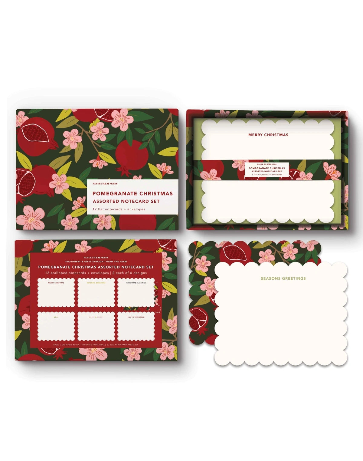 Paper Farm Press Pomegranate Christmas Assorted Notecard Set