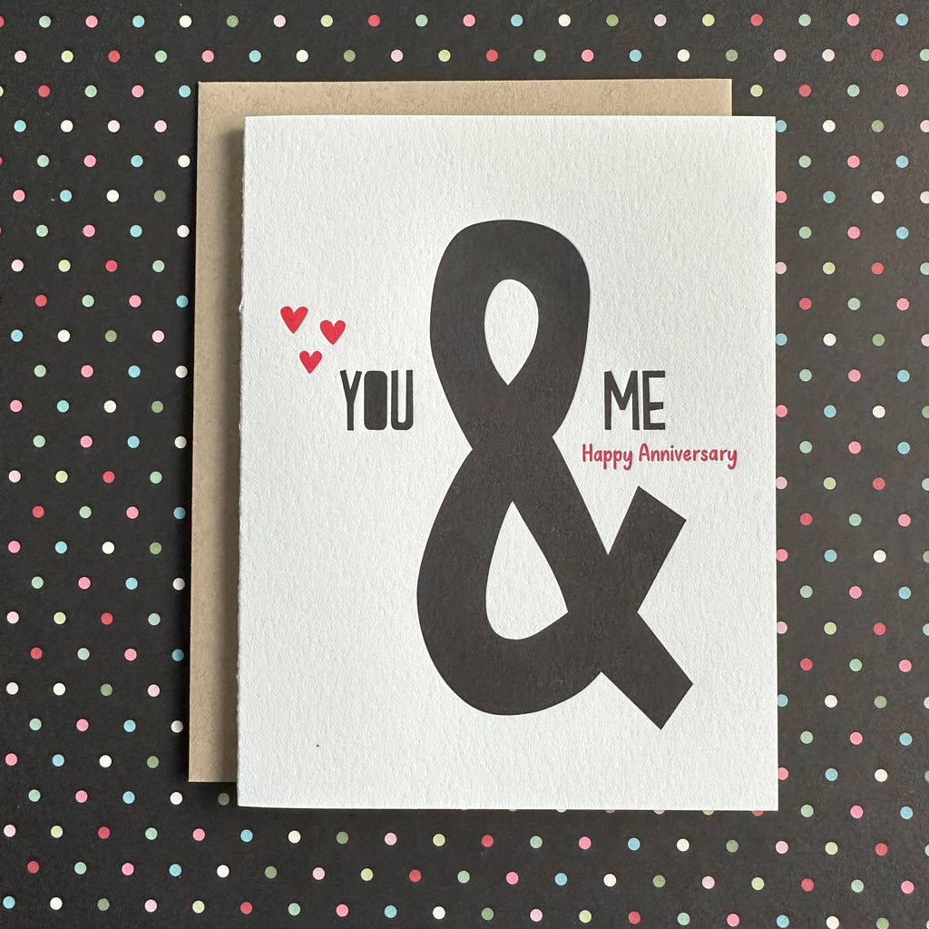 Lucky Bee Press - Anniversary You & Me - letterpress card