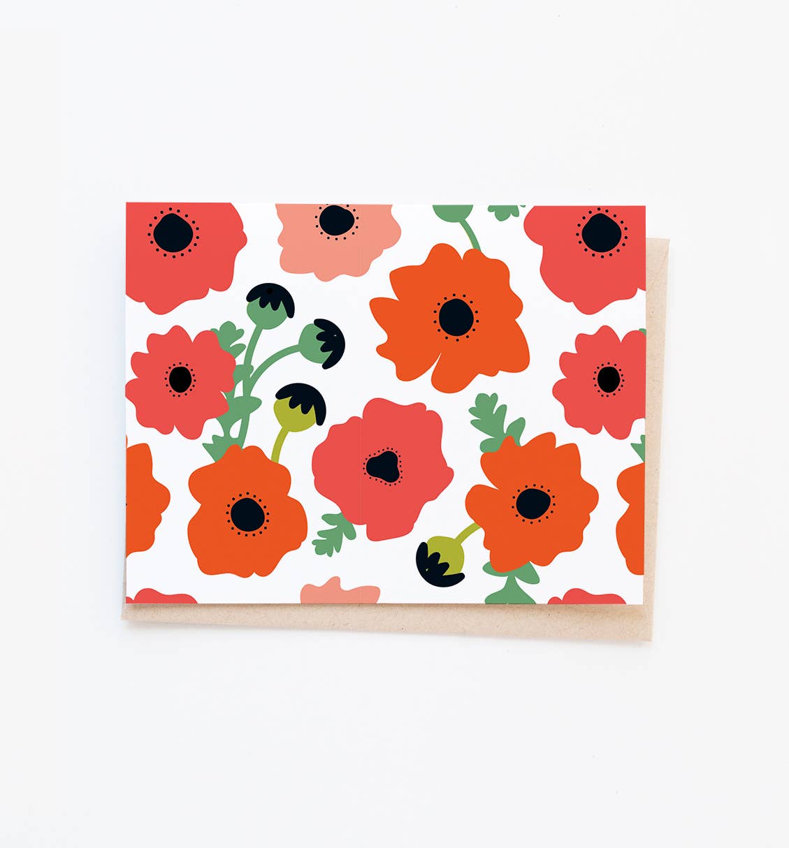 Graphic Anthology Greeting Cards - Poppy Field floral patterned blank note card set