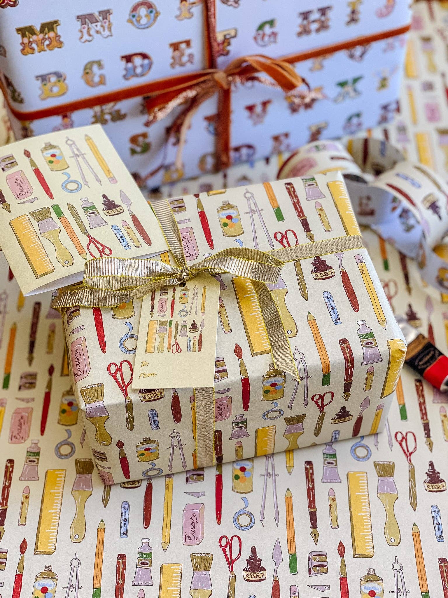 re:mused studio - Back to (Art) School Gift Wrap Sheet - Double Sided