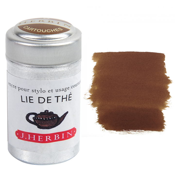 Herbin Fountain Pen Ink Cartridges - Tin of 6: Perle Noir (Black Pearl)