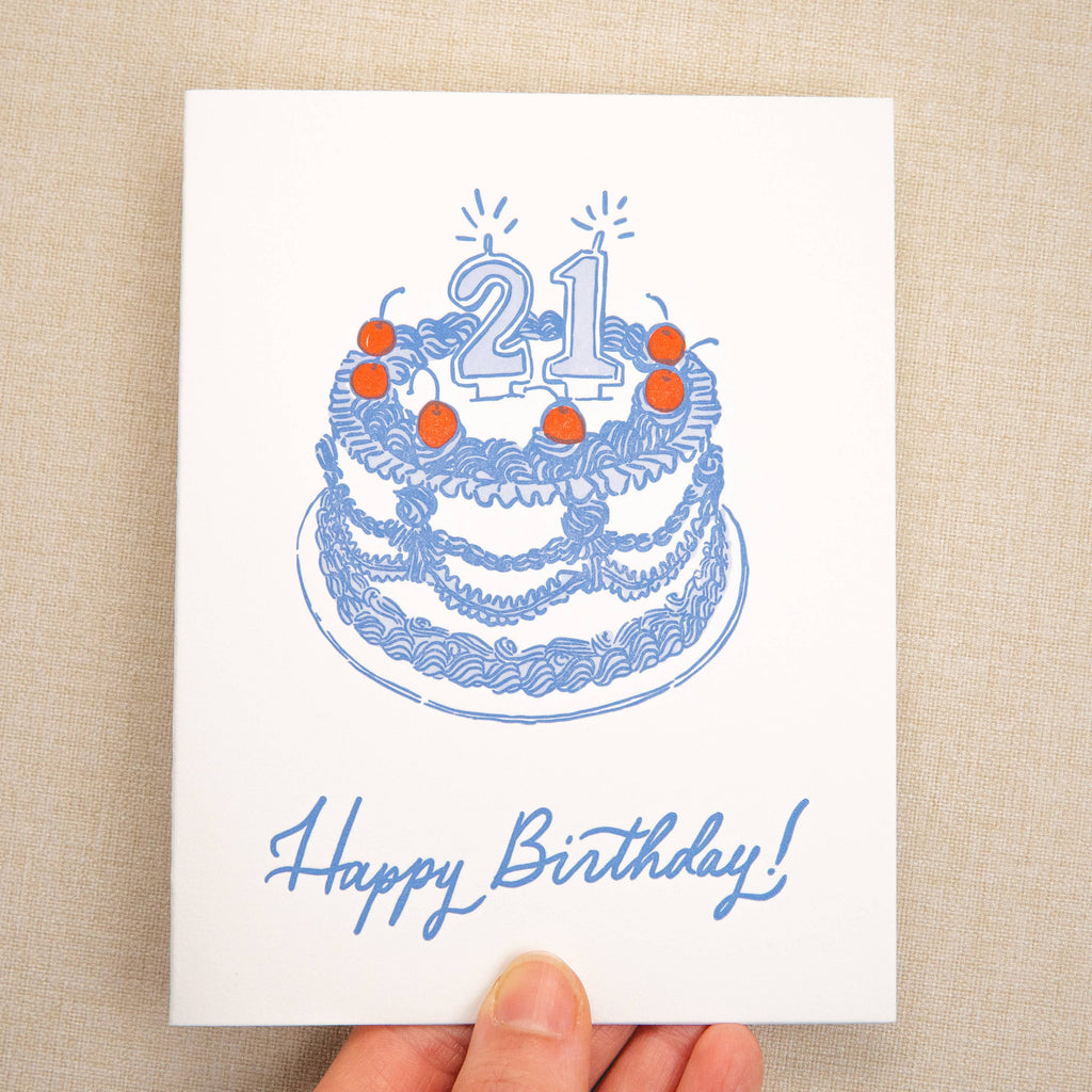Kindred Letterpress - 21st Birthday Cake Card