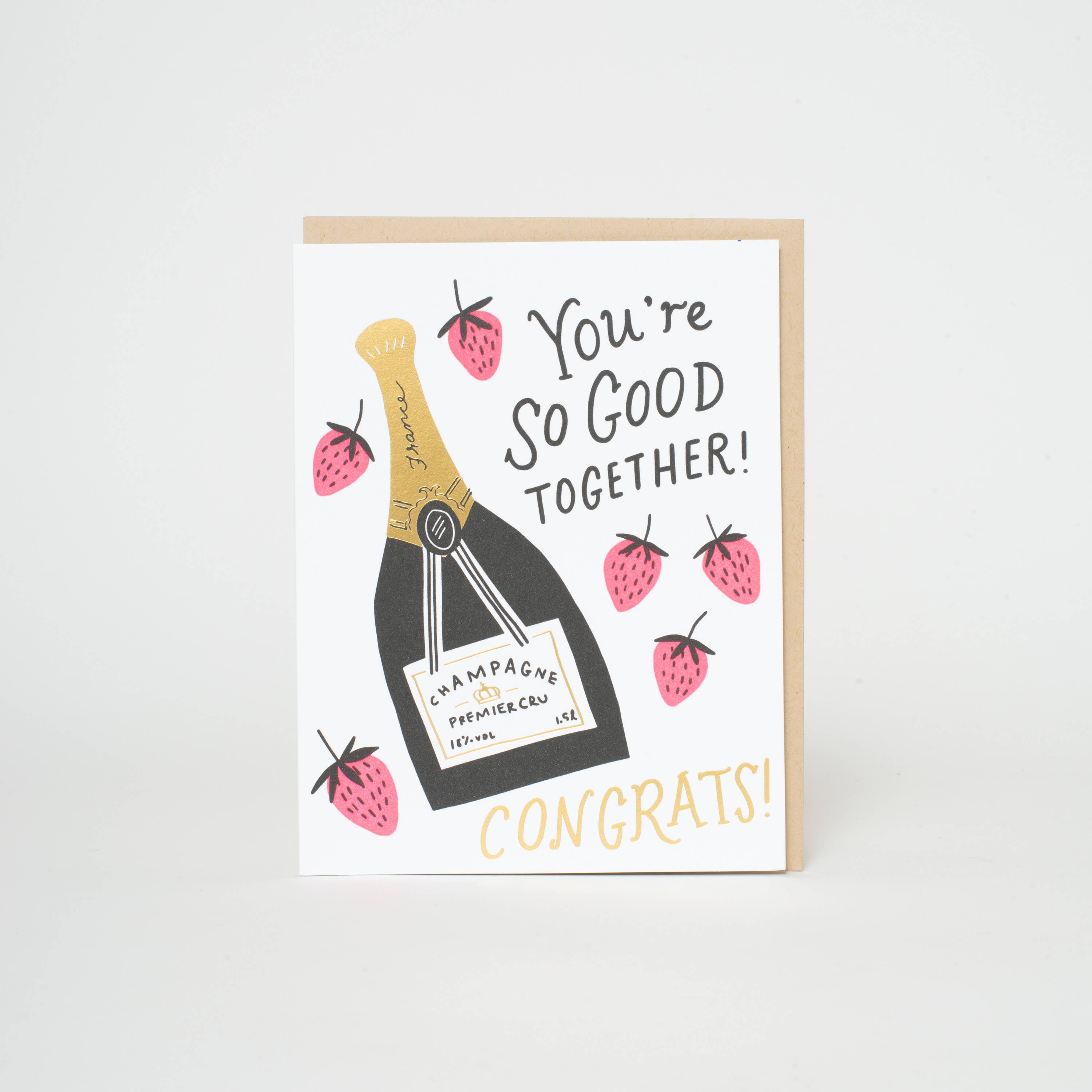 Egg Press Manufacturing - Wedding Congrats Champagne Letterpress Greeting Card by Hello!Lucky
