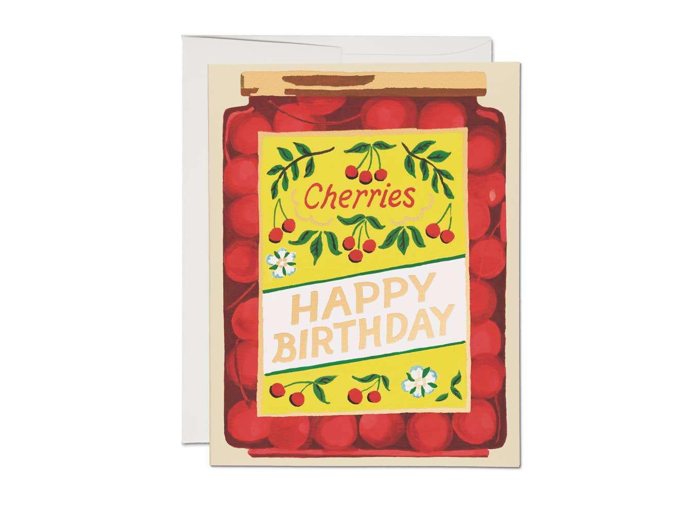 Red Cap Cards - Jar of Cherries Birthday Greeting Card
