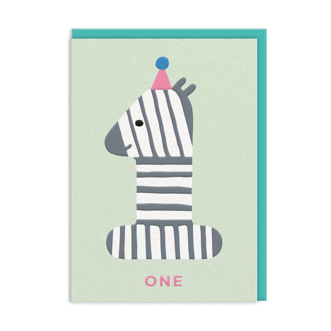 Ohh Deer - Age 1 Zebra Birthday Card