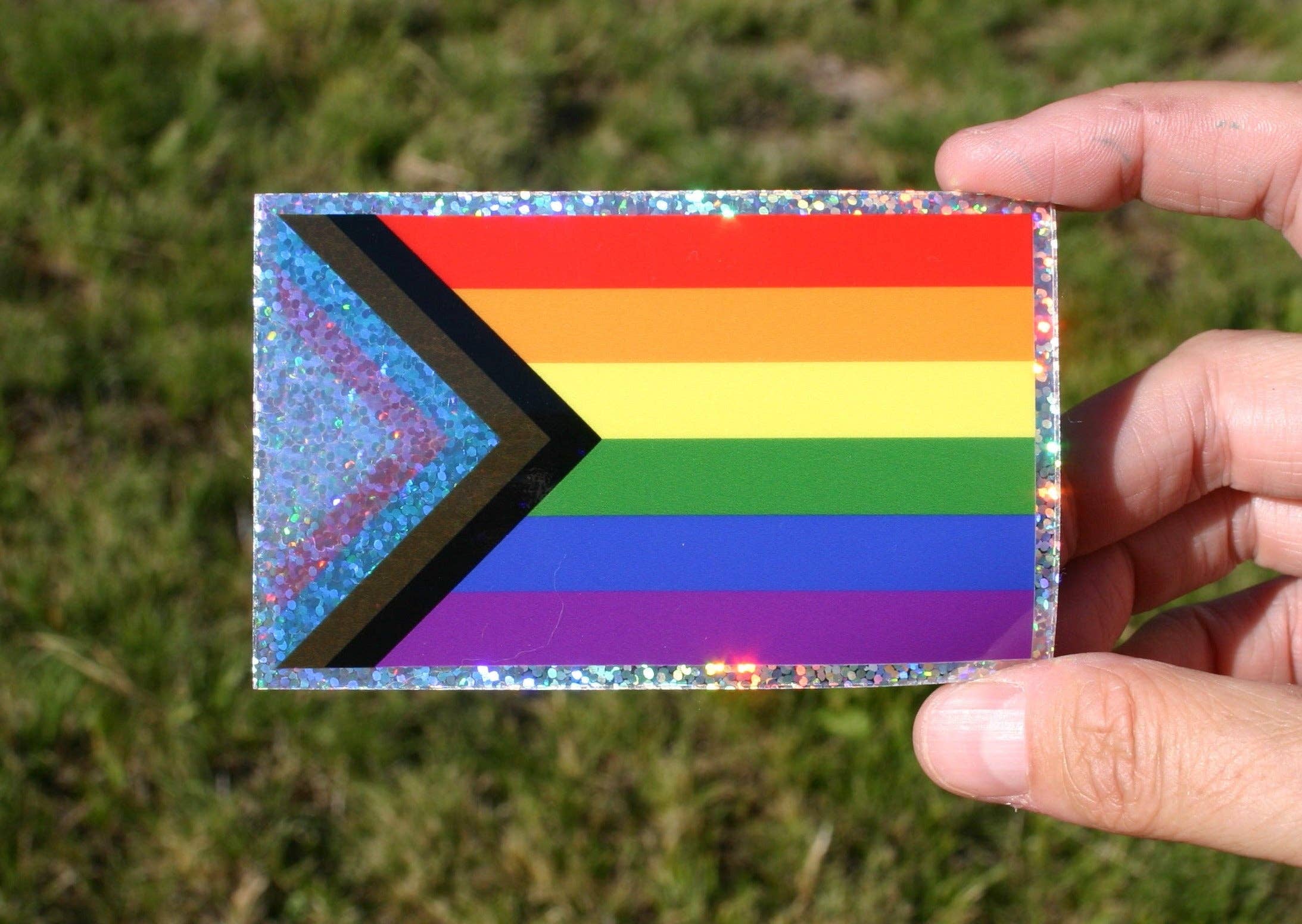 Discovery Stickers - Progress Pride Flag Glitter Sticker