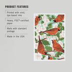 Lantern Press - PREMIUM POSTCARDS Virginia, Cardinal & Hawthorn Pattern