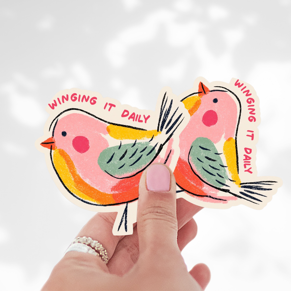 inviting affairs paperie - Winging It Daily Bird Sticker – Cute Colorful Bird Sticker