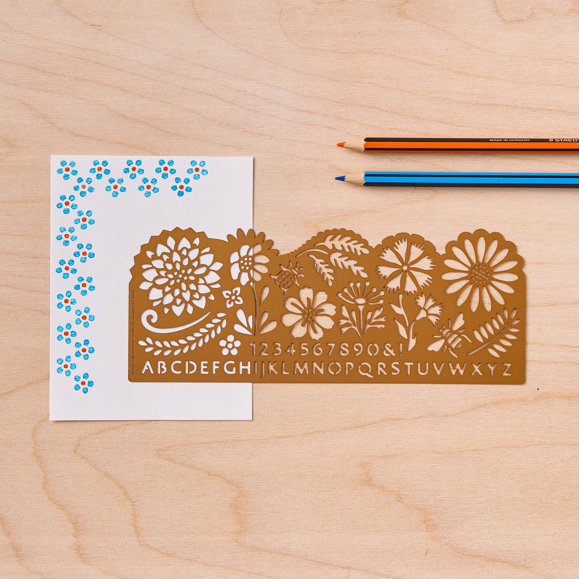 Another Studio - Botanical drawing Stencil, Arts and Journaling in Brass