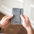 Ox & Pine - Refillable Leather Pocket Journal with Elastic Closure: Black / Lined Paper