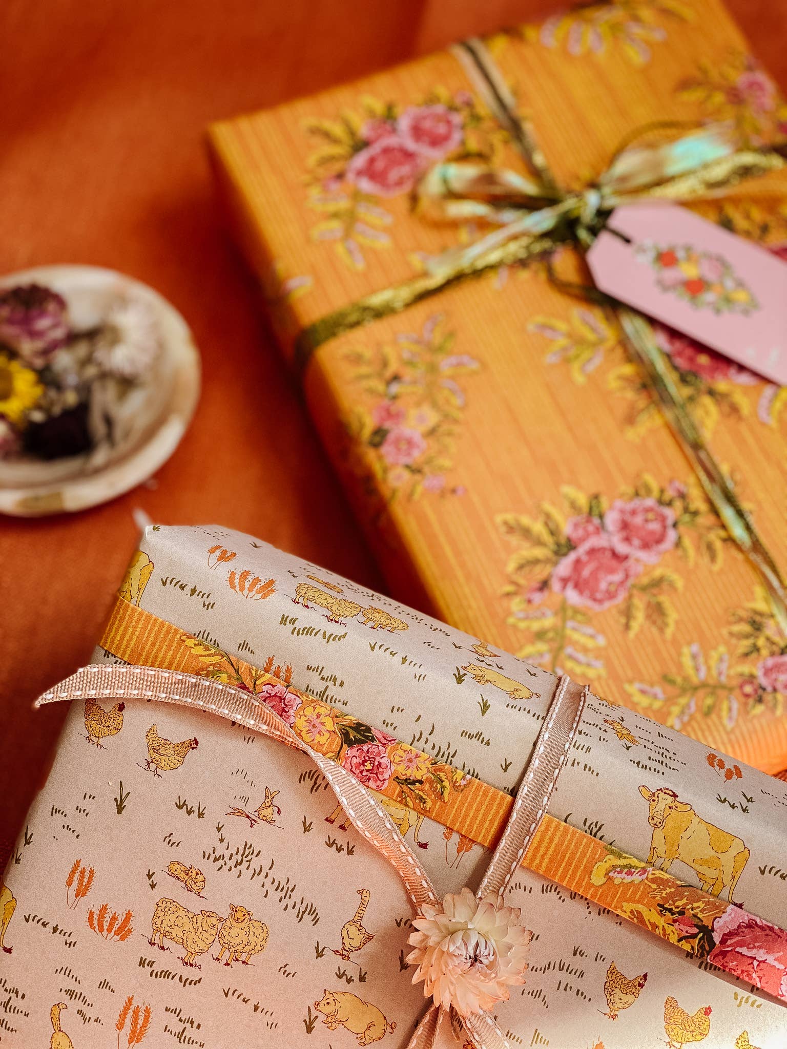 re:mused studio - Barnyard Blooms Gift Wrap Sheet - Double Sided