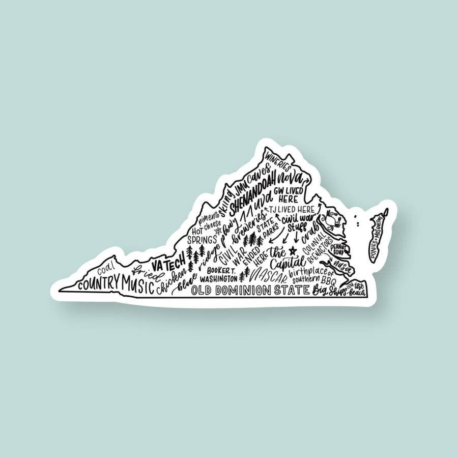 Shop Like You Live Here - Virginia Sticker 6 inch | Virginia State Map Vinyl Sticker