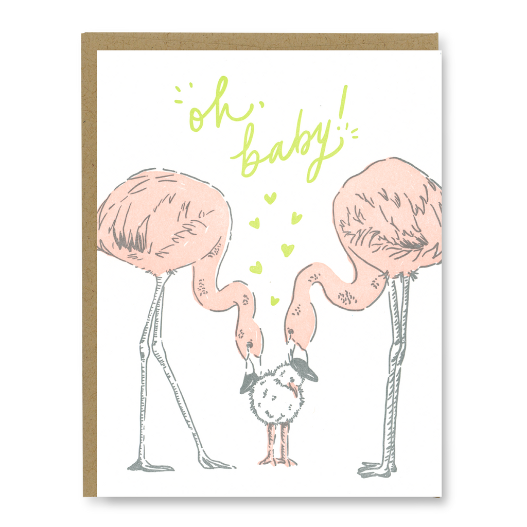 Kindred Letterpress - Flamingo Baby Card