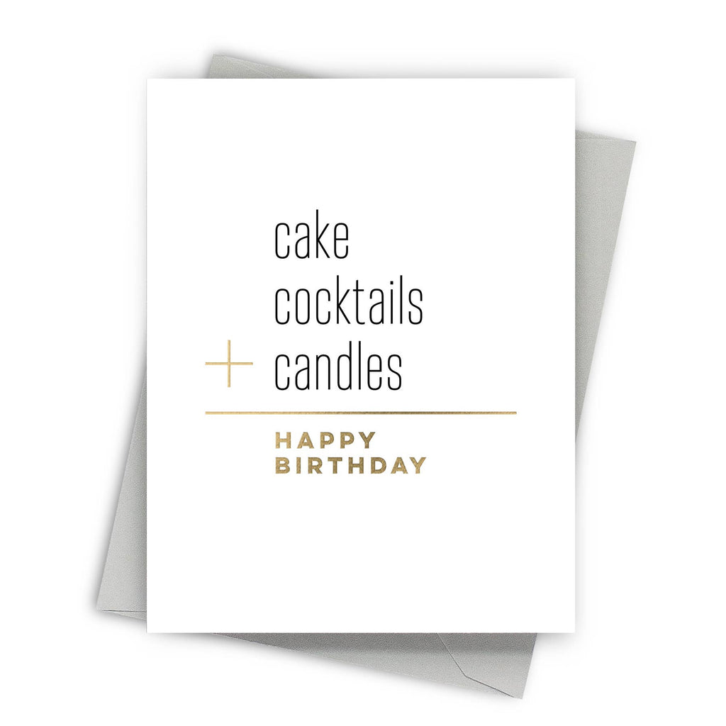 Fine Moments - Cake and Cocktails – Foil-Pressed Birthday Card