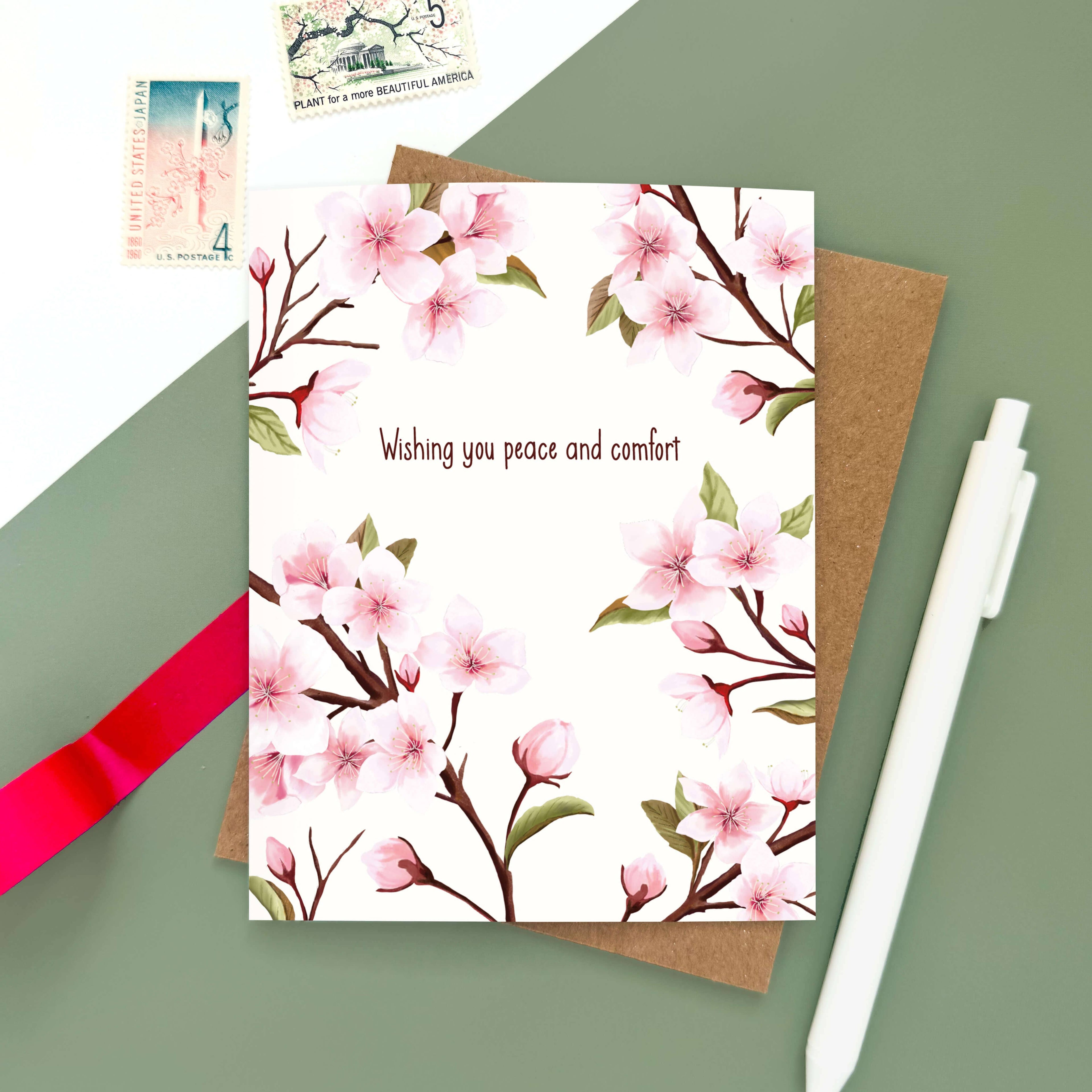 Morgan Swank Studio - Peace and Comfort Cherry Blossom |  Sympathy Card