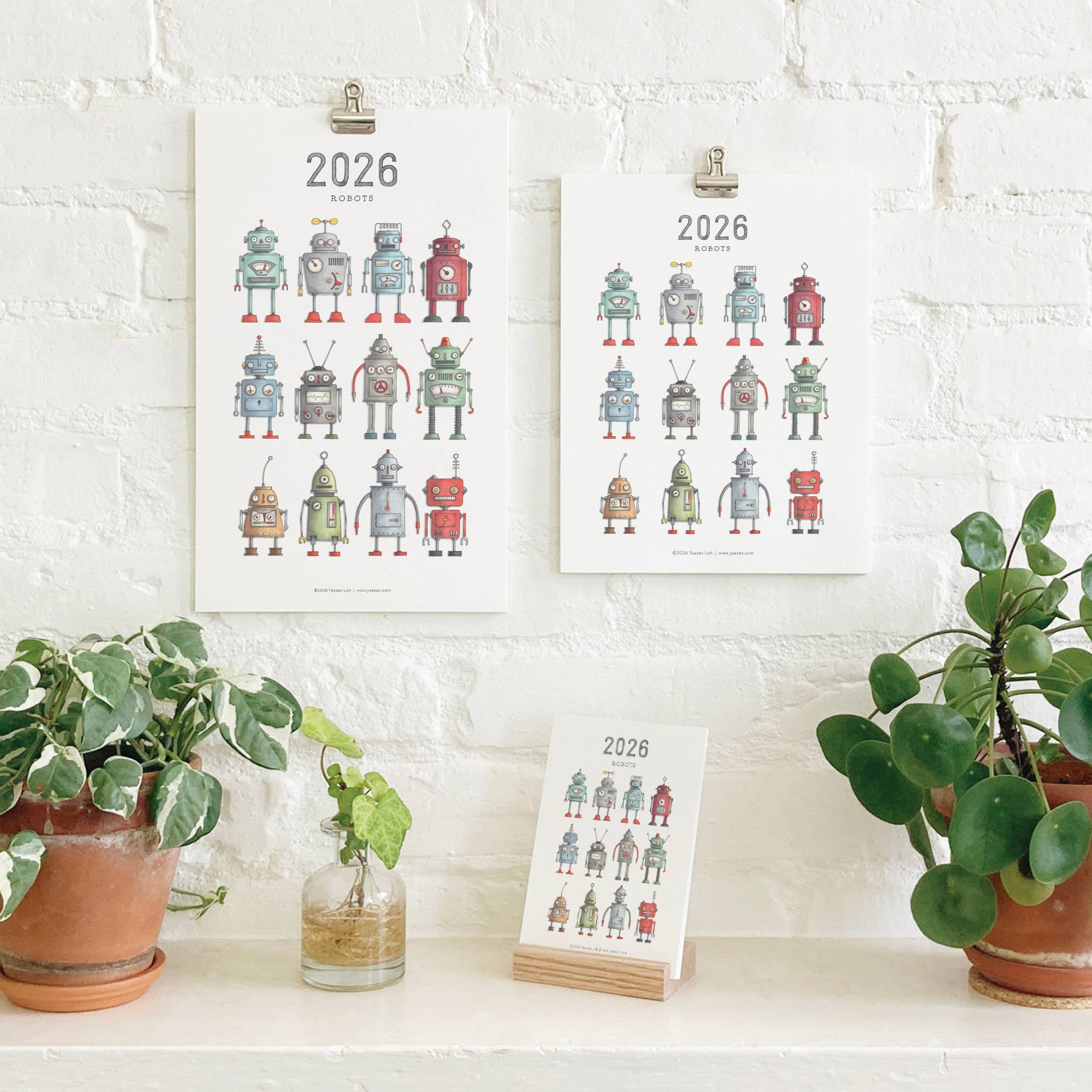 Yeesan Loh - 2026 Calendars: Robots: MON-SUN / Standard/Classic