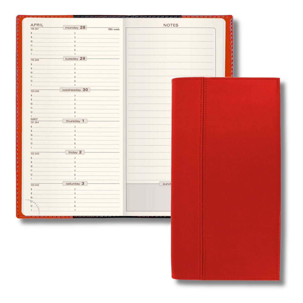 2027 "Space 17" Slim Weekly Planner - Genuine Leather Cover: Black