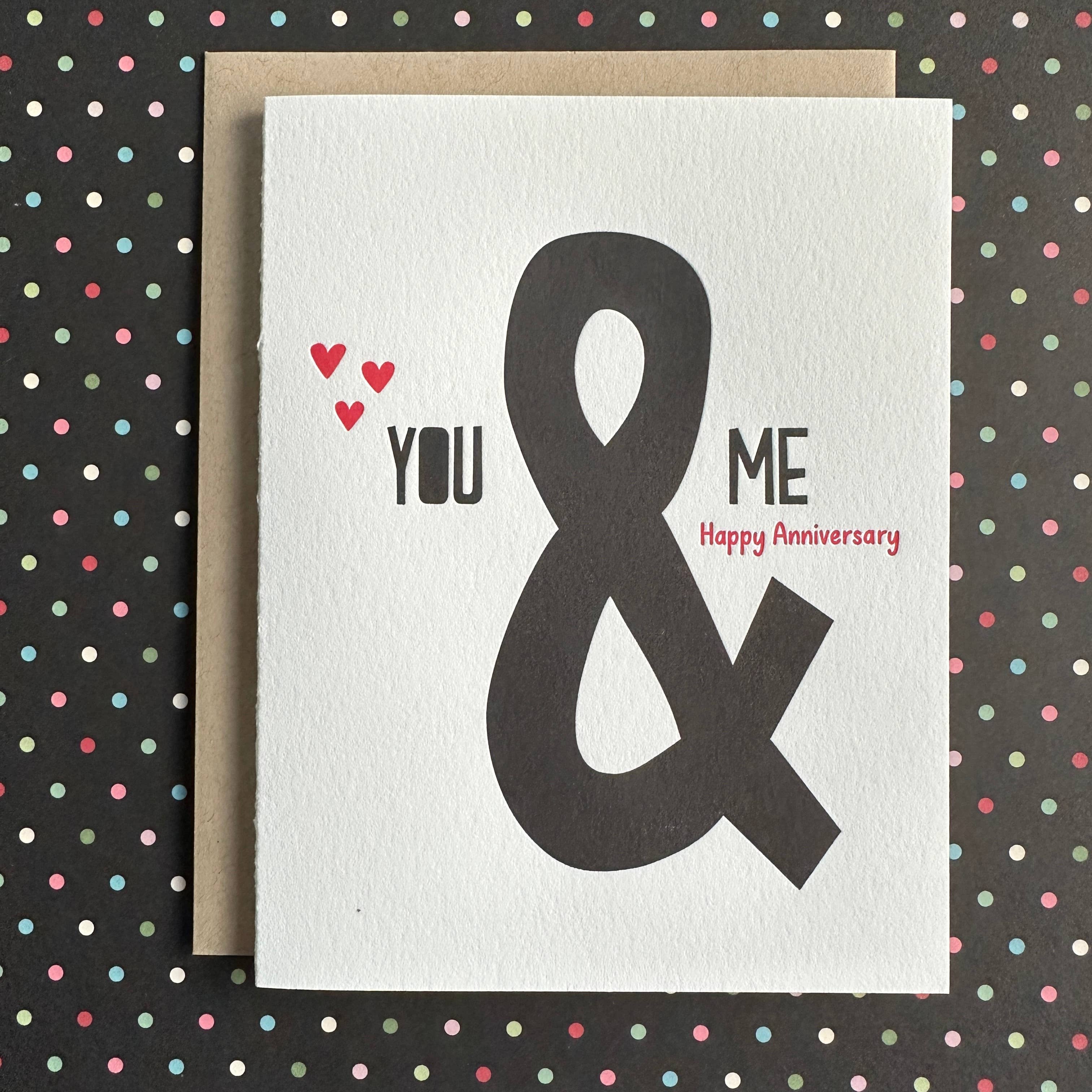 Lucky Bee Press - Anniversary You & Me - letterpress card