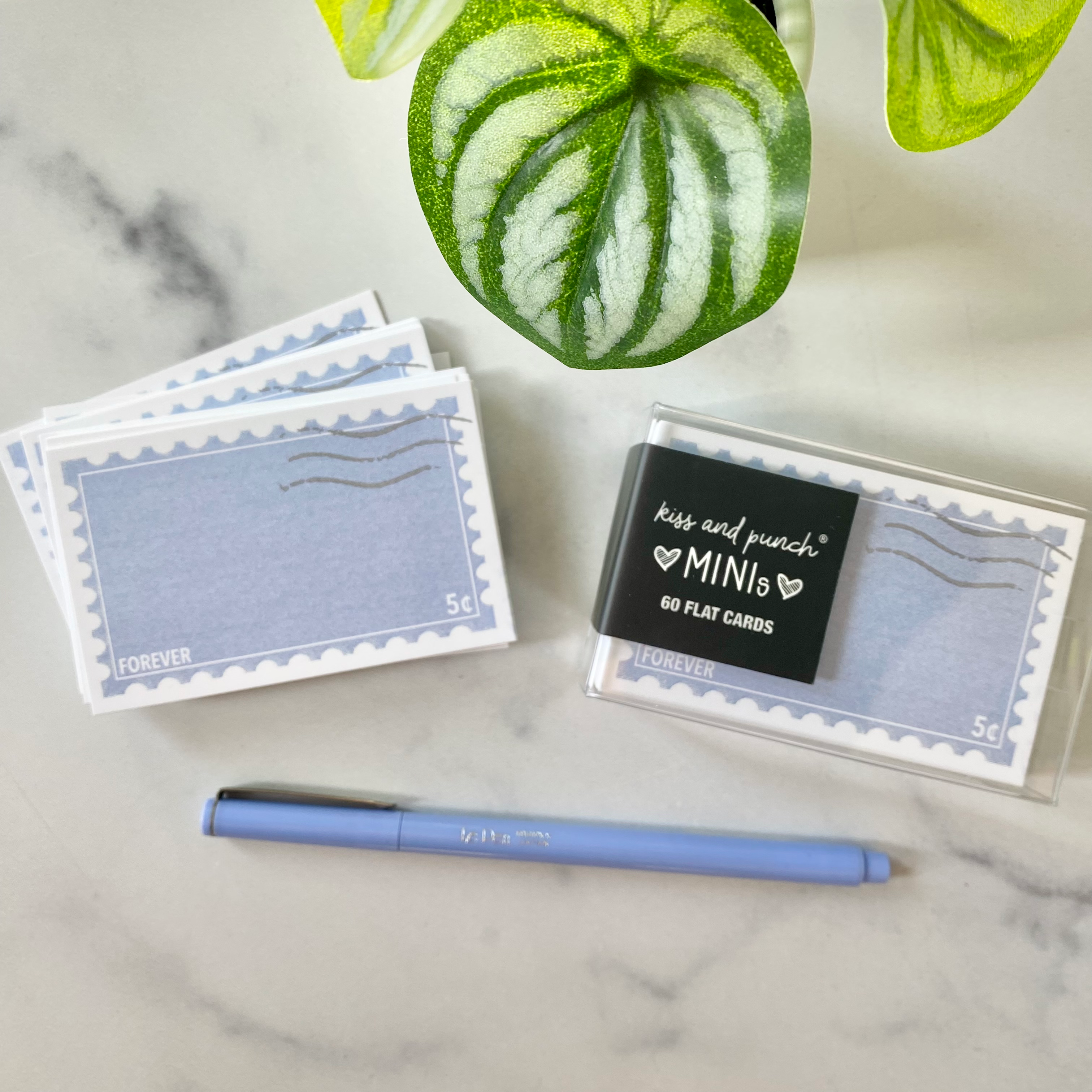 Kiss and Punch - Periwinkle Stamp Minis™  - Flat Notecard Set of 60