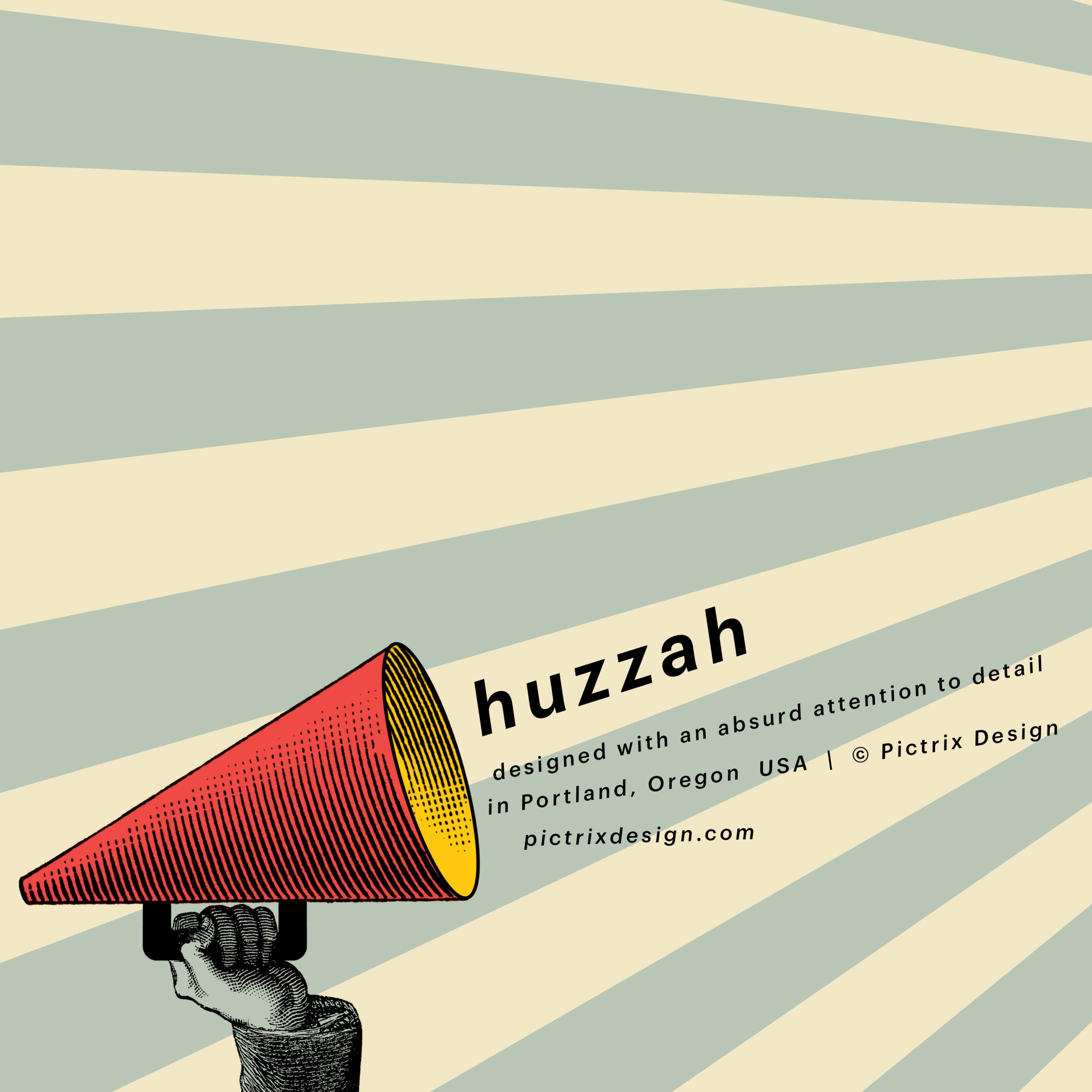 Pictrix Design - "HUZZAH" A6 greeting card