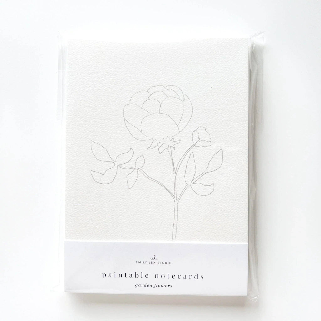 emily lex studio - Garden flowers paintable watercolor notecard set