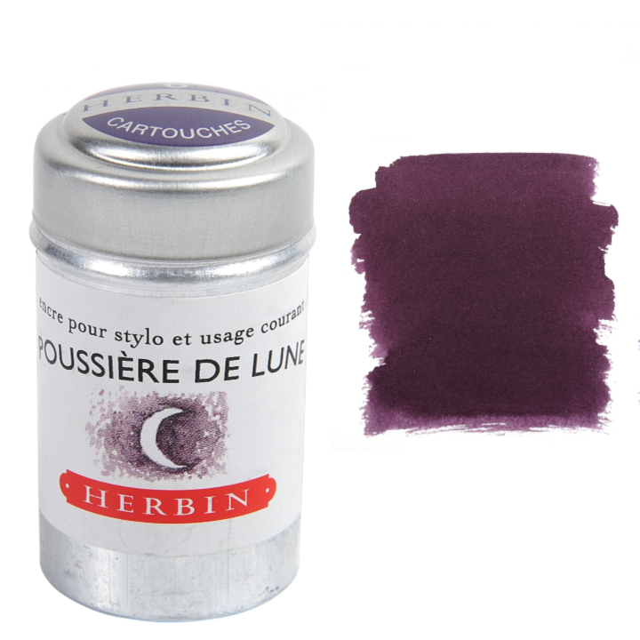 Herbin Fountain Pen Ink Cartridges - Tin of 6: Bleu des Profondeurs (Deep Sea Blue)