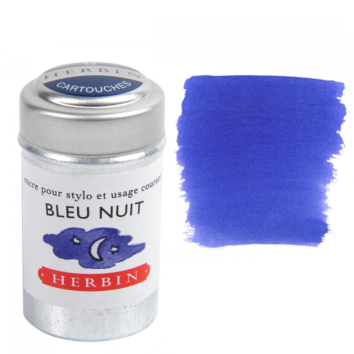 Herbin Fountain Pen Ink Cartridges - Tin of 6: Perle Noir (Black Pearl)