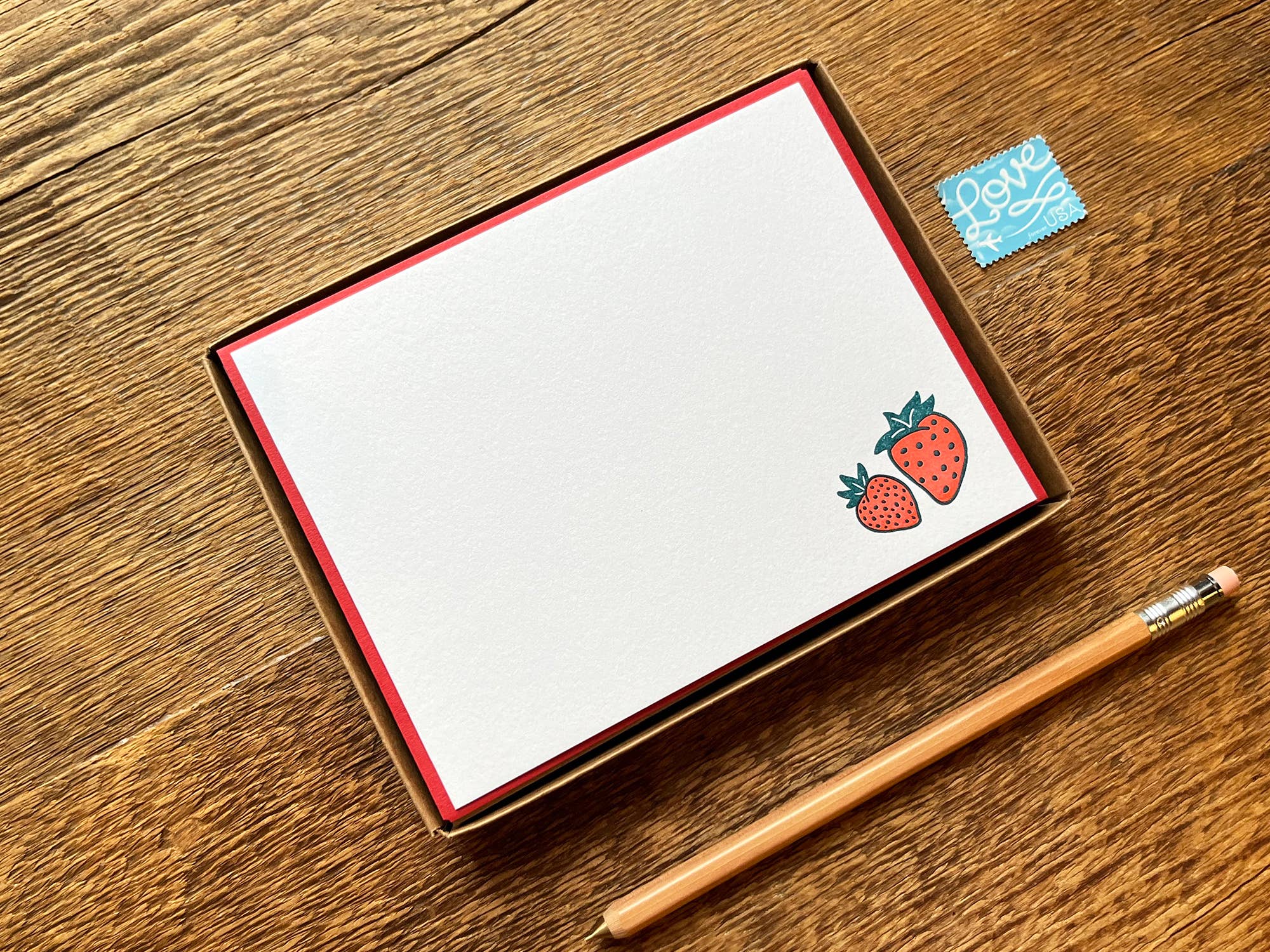 Noteworthy Paper & Press - Strawberries Flat Stationery