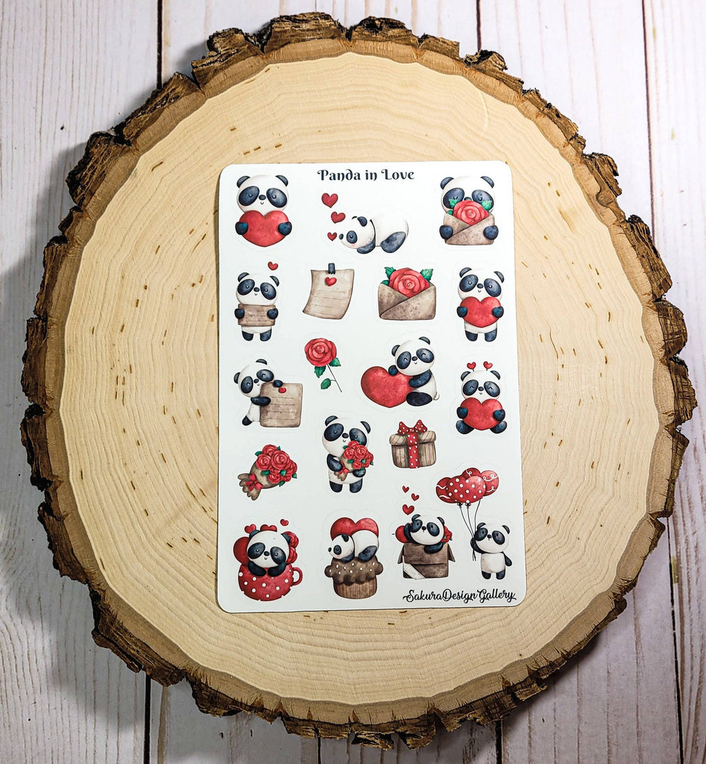 Sakura Design Gallery - Panda in Love Sticker Sheet – Valentine's Day Stickers