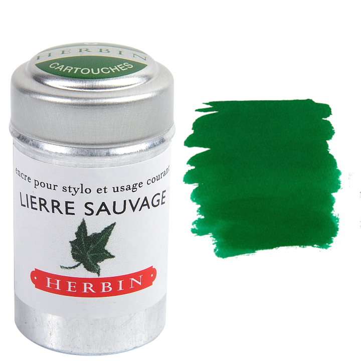 Herbin Fountain Pen Ink Cartridges - Tin of 6: Vert Empire (Empire Green)