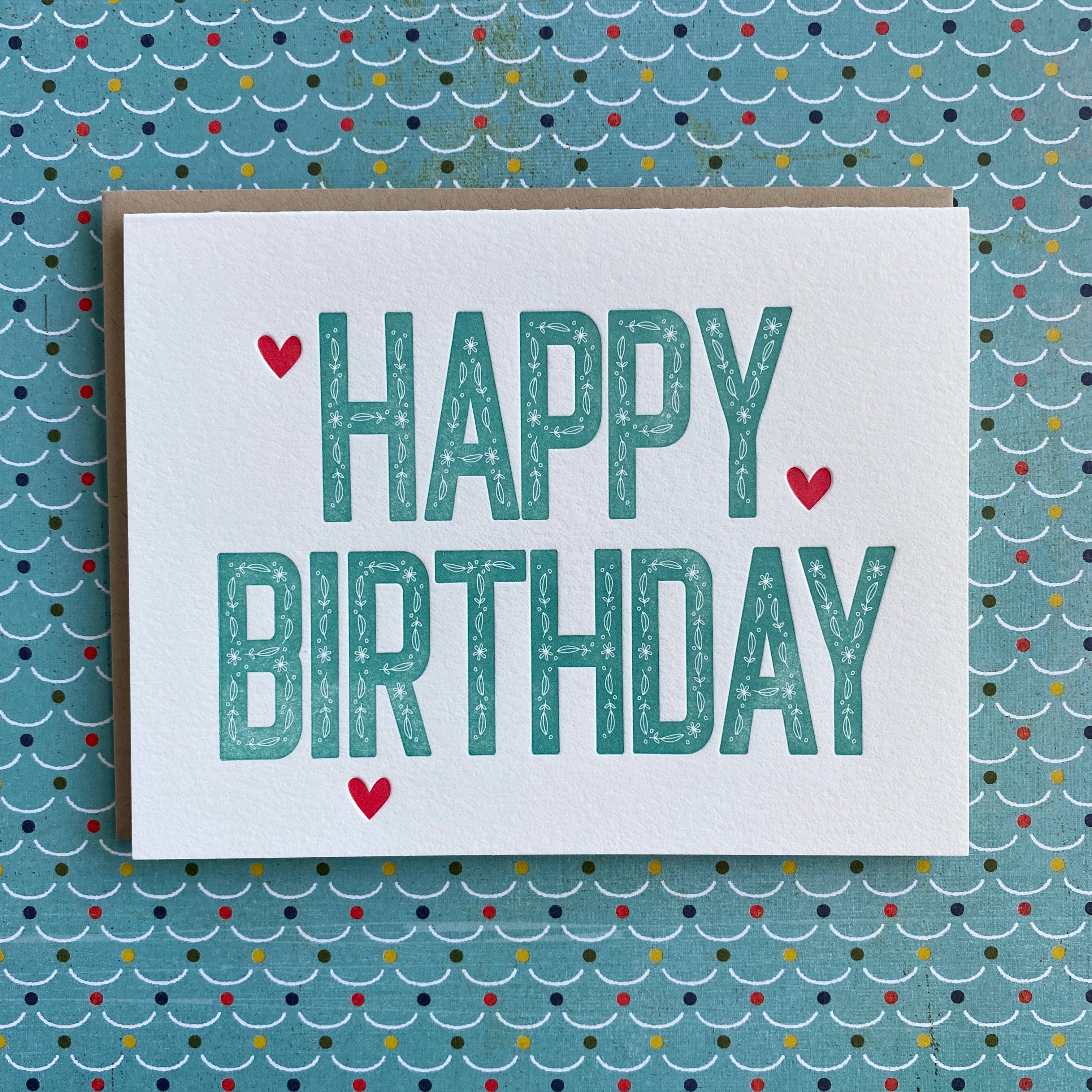 Lucky Bee Press - Happy Birthday Floral Font - letterpress card