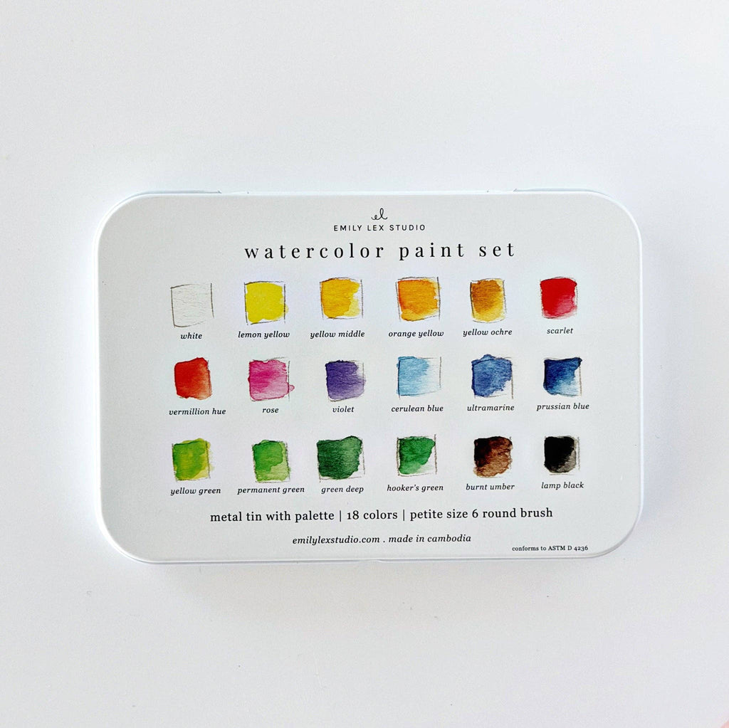 emily lex studio - Watercolor Paint Set 18 Colors with Brush