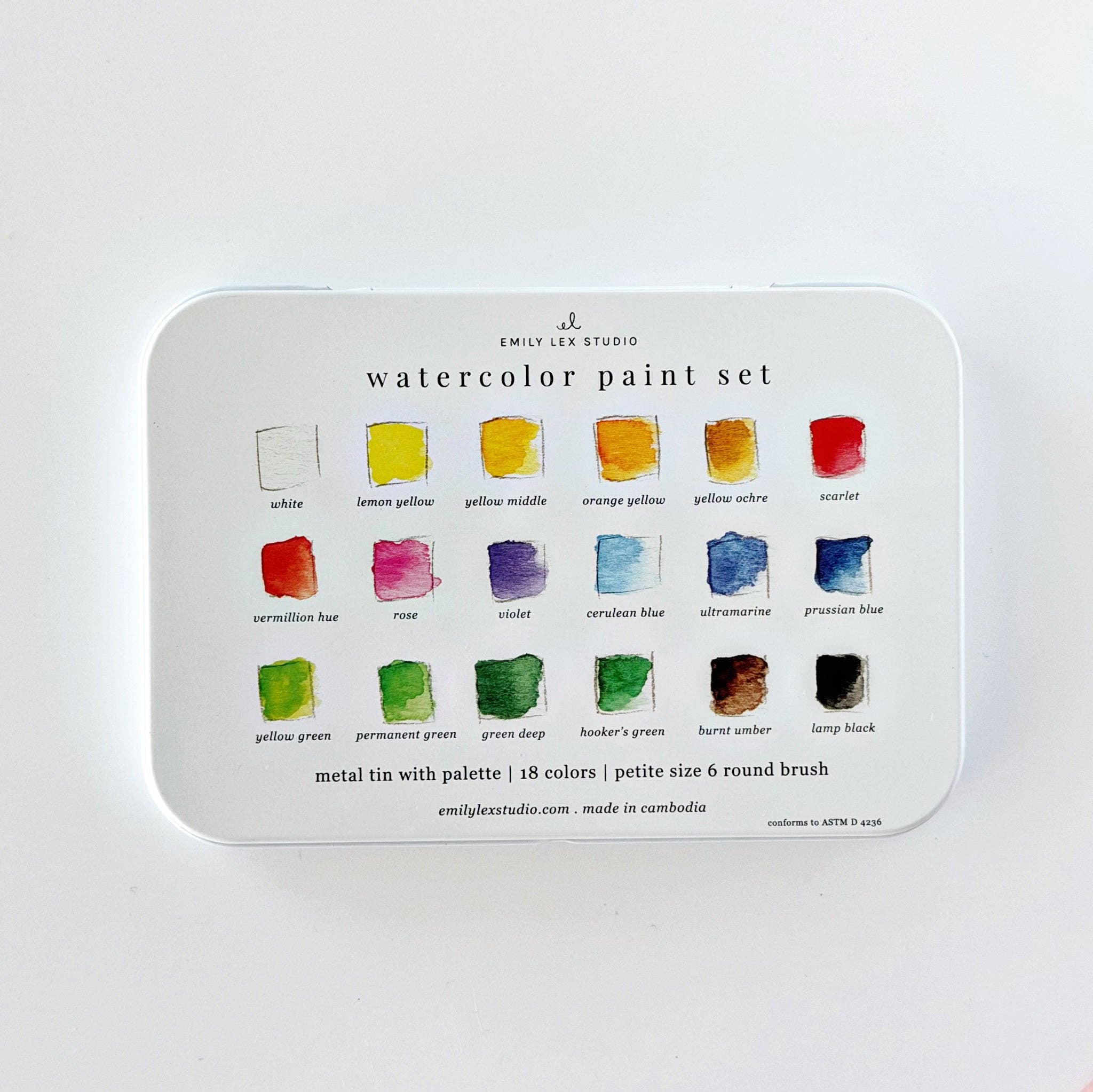 emily lex studio - Watercolor Paint Set 18 Colors with Brush