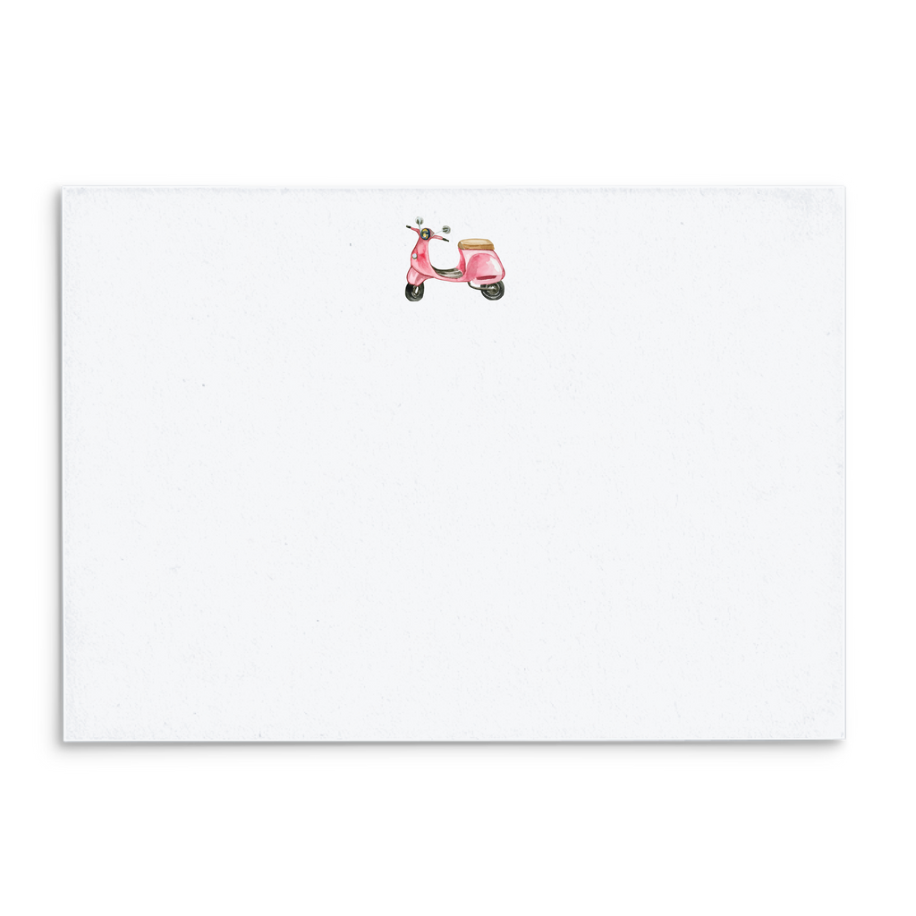 UncommonWares - 5 Pink Scooter Watercolor Panel Note Cards A2