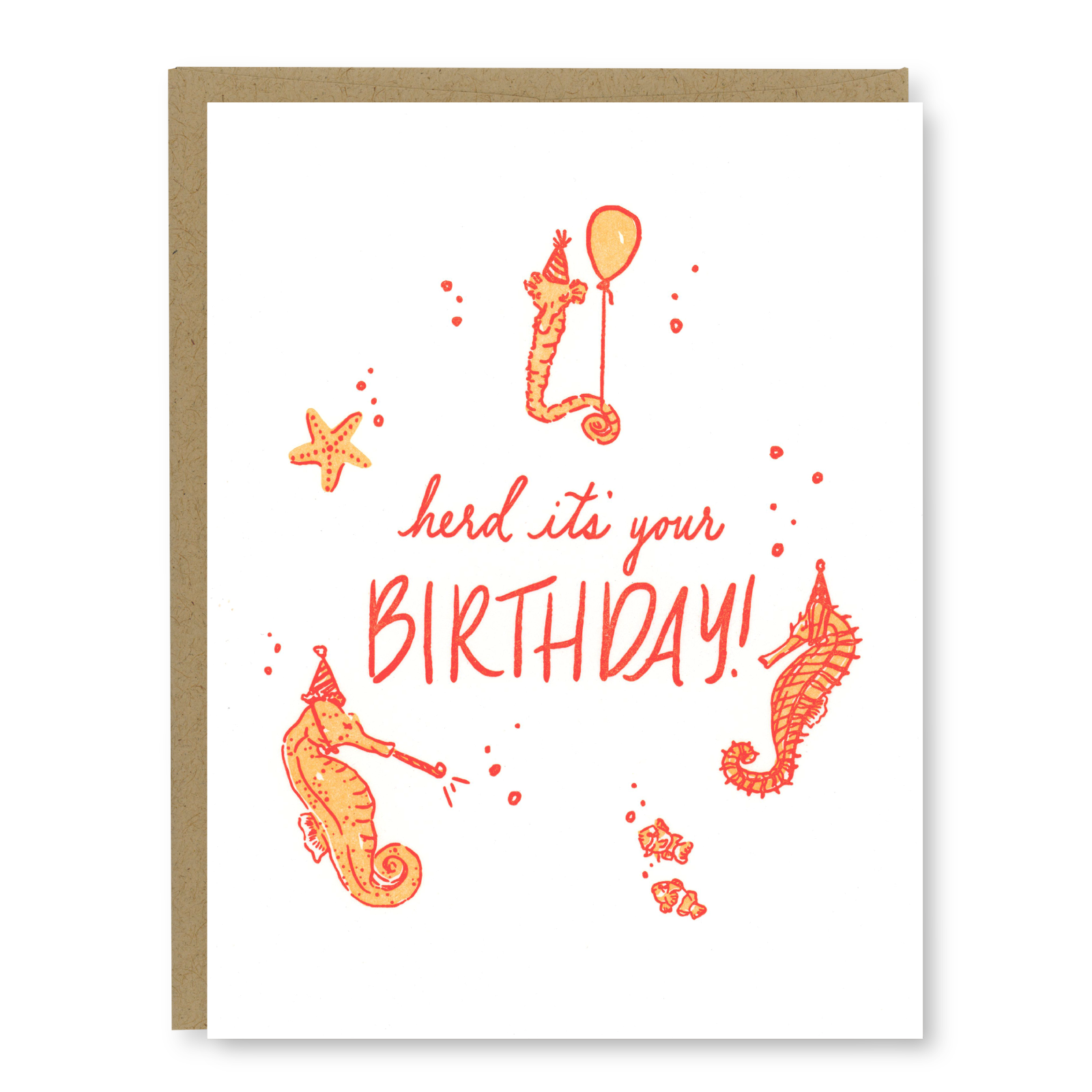 Kindred Letterpress - Seahorses Birthday Card | Letterpress Birthday Card
