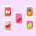 Cryptic Paper Co. - Set Of 5 Neon Fruit Note Cards For Any Occasion