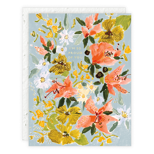 Seedlings, Bouquet in Blue Congratulations Card