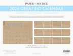Paper Source Wholesale - 2026 Great Big 12 Month Calendar