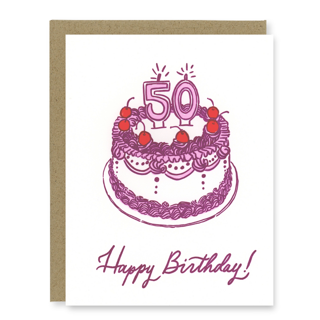 Kindred Letterpress - 50th Birthday Cake Card
