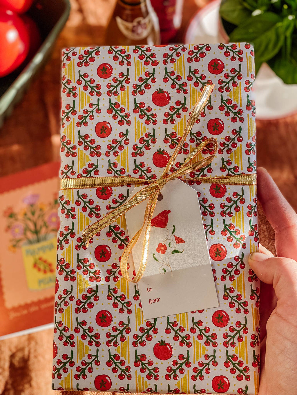 re:mused studio - Tomato Ravioli Gift Wrap Sheet - Double Sided