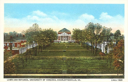 Found Image Press - Postcard - Birds Eye Lawn, University of Virginia